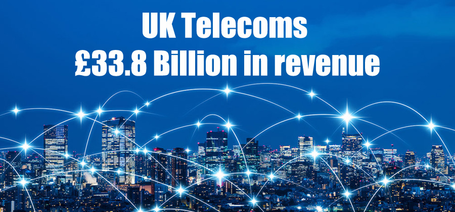 UK Telecoms Sector Annual Revenue - £33.8 billion 2018